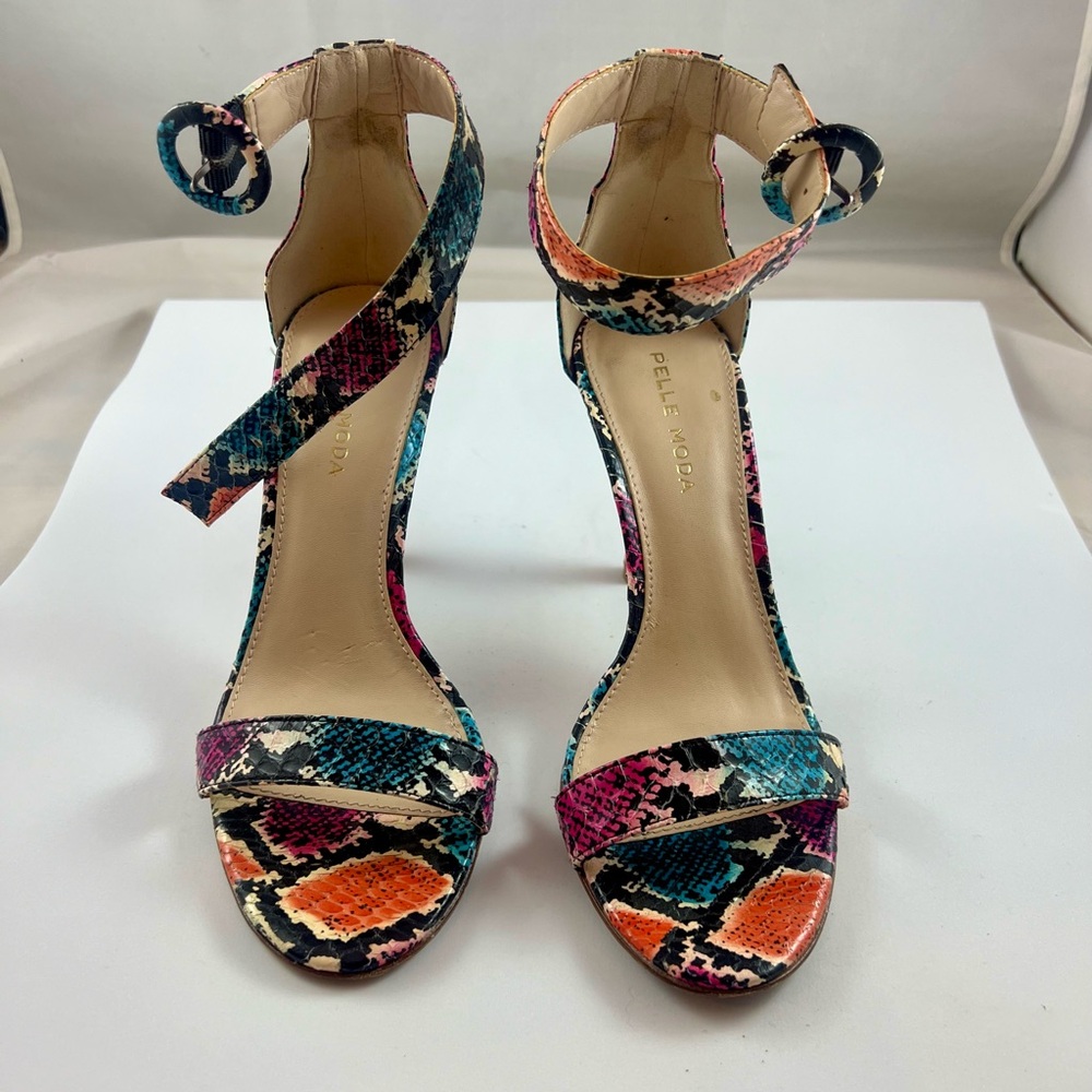 Pelle Moda Kallie Bright Snakeskin Heels - Picture 3 of 7